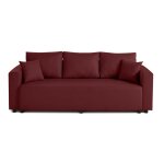 Canapé droit convertible 3 places en tissu rouge Canapé droit convertible 3 places en tissu rouge