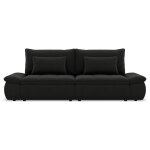 Canap droit convertible 3 places en tissu textur gris anthracite