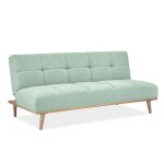 Canapé droit convertible 3 places en tissu vert d eau Canapé droit convertible 3 places en tissu vert d eau