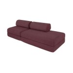 Canapé droit convertible et modulable 3 places en tissu lisse rouge Canapé droit convertible et modulable 3 places en tissu lisse rouge