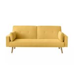 Canap� droit scandinave convertible 3 places en tissu - jaune