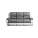 Canap lectrique 3 places en microfibre / simili - blanc / gris