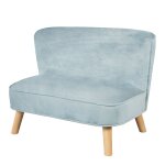 Canapé enfant scandinave en velours bleu avec pieds bois Canapé enfant scandinave en velours bleu avec pieds bois