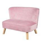 Canapé enfant scandinave en velours rose avec pieds bois Canapé enfant scandinave en velours rose avec pieds bois