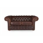 Canap fixe crote de cuir 2 places marron chocolat