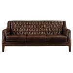 Canap fixe crote de cuir 3 places marron chocolat