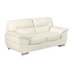 Canap fixe cuir 2 places ivoire