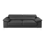 Canap� fixe cuir 3 places gris anthracite