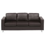 Canap fixe simili cuir 3 places marron chocolat