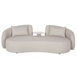 Canap� haricot 3 places professionnel gris perl� et table d'appoint amovible