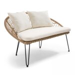 Canap de jardin 2 places en rotin synthtique naturel