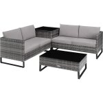 Canap� de jardin lounge en rotin pour 4 personnes gris