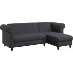 Canap - lit 3 places avec chaise longue en tissu anthracite