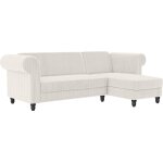 Canapé - lit 3 places avec chaise longue en tissu crème Canapé - lit 3 places avec chaise longue en tissu crème