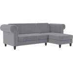 Canap� - lit 3 places avec chaise longue en tissu gris