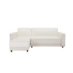 Canapé - lit 3 places avec chaise longue en velours crème Canapé - lit 3 places avec chaise longue en velours crème