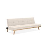 Canap - lit 3 places avec pieds en bois / tissu crme