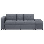 Canap - lit 3 places tissu gris fonc avec rangement