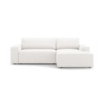 Canap - lit d'angle droit coffre de rangement 3 places en boucl blanc