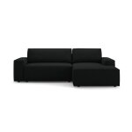Canap - lit d'angle droit avec coffre de rangement 3 places boucl noir