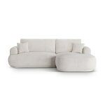 Canapé - lit d'angle droit modulable coffre 5 places bouclé beige clair Canapé - lit d'angle droit modulable coffre 5 places bouclé beige clair