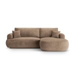 Canapé - lit d'angle droit modulable coffre 5 places velours beige foncé Canapé - lit d'angle droit modulable coffre 5 places velours beige foncé