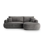 Canap - lit d'angle droit modulable coffre 5 places en velours gris