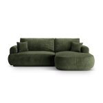 Canapé - lit d'angle droit modulable coffre 5 places en velours vert Canapé - lit d'angle droit modulable coffre 5 places en velours vert