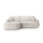 Canap - lit d'angle modulable coffre 5 places tissu structurel beige