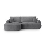 Canapé - lit d'angle modulable coffre 5 places tissu structurel gris Canapé - lit d'angle modulable coffre 5 places tissu structurel gris
