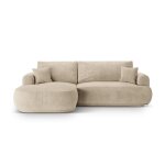Canapé - lit d'angle modulable coffre 5 places velours beige clair Canapé - lit d'angle modulable coffre 5 places velours beige clair