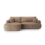 Canapé - lit d'angle modulable coffre 5 places velours beige foncé Canapé - lit d'angle modulable coffre 5 places velours beige foncé
