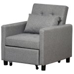 Canap - lit convertible dossier inclinable 3 positions tissu gris