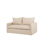 Canap lit en coton et lin 185x95cm dhoussable beige