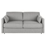 Canap - lit professionnel 2 / 3 places gris clair, matelas 18 cm (coussins d'accompagnement non vendus) ...