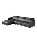 Canap mridienne en cuir et acier noir 5 places