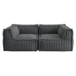 Canap� modulable 2 places fausse fourrure 90x180 cm gris fonc�