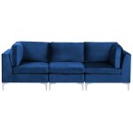Canap modulable 3 places velours bleu marine
