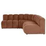 Canap modulable 4 places angle rversible en tissu textur terracotta