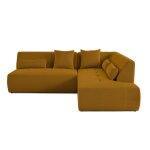 Canap modulable 5 places angle droit en tissu mailles 3d jaune