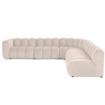 Canapé modulable 5 places angle droit en tissu texturé beige Canapé modulable 5 places angle droit en tissu texturé beige