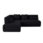 Canapé modulable 5 places angle gauche en tissu mailles 3d noir Canapé modulable 5 places angle gauche en tissu mailles 3d noir