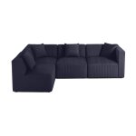 Canap modulable 5 places angle gauche en velours bleu marine