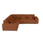 Canap� modulable 5 places angle gauche en velours c�tel� terracotta