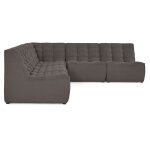 Canap� modulable 5 places angle r�versible en velours textur� gris