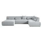 Canap modulable 7 places angle droit en tissu mailles 3d gris clair