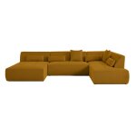Canap modulable 7 places angle droit en tissu mailles 3d jaune