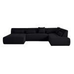 Canapé modulable 7 places angle droit en tissu mailles 3d noir Canapé modulable 7 places angle droit en tissu mailles 3d noir