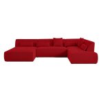 Canapé modulable 7 places angle droit en tissu mailles 3d rouge Canapé modulable 7 places angle droit en tissu mailles 3d rouge