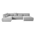 Canap modulable 7 places angle gauche en tissu mailles 3d gris clair